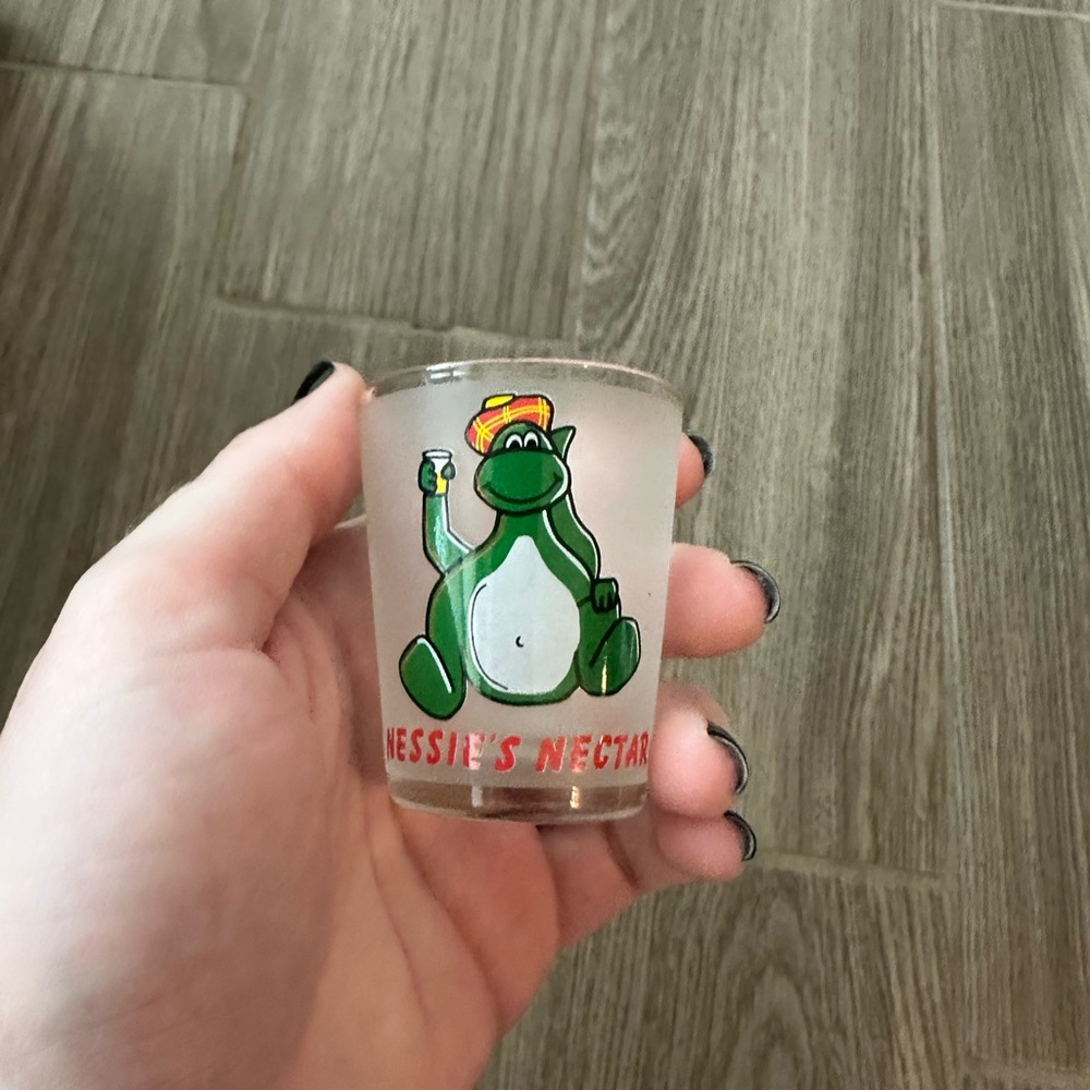 🔥3 for $5 Decorative Shot Glass Nessie Nectar Scotland Style Graphic